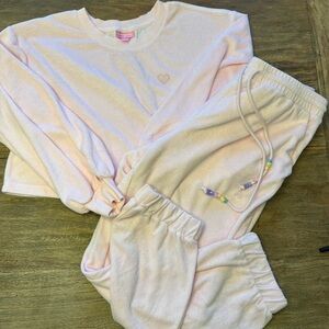 Stoney Clover Lane Pink Terry Cloth 2-Piece Jogger Set | Size Medium